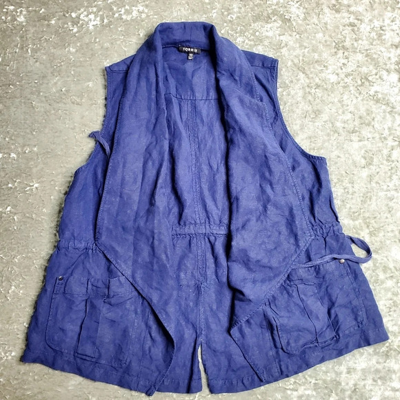 Torrid Navy Drape Front Utility Vest - Picture 1 of 6